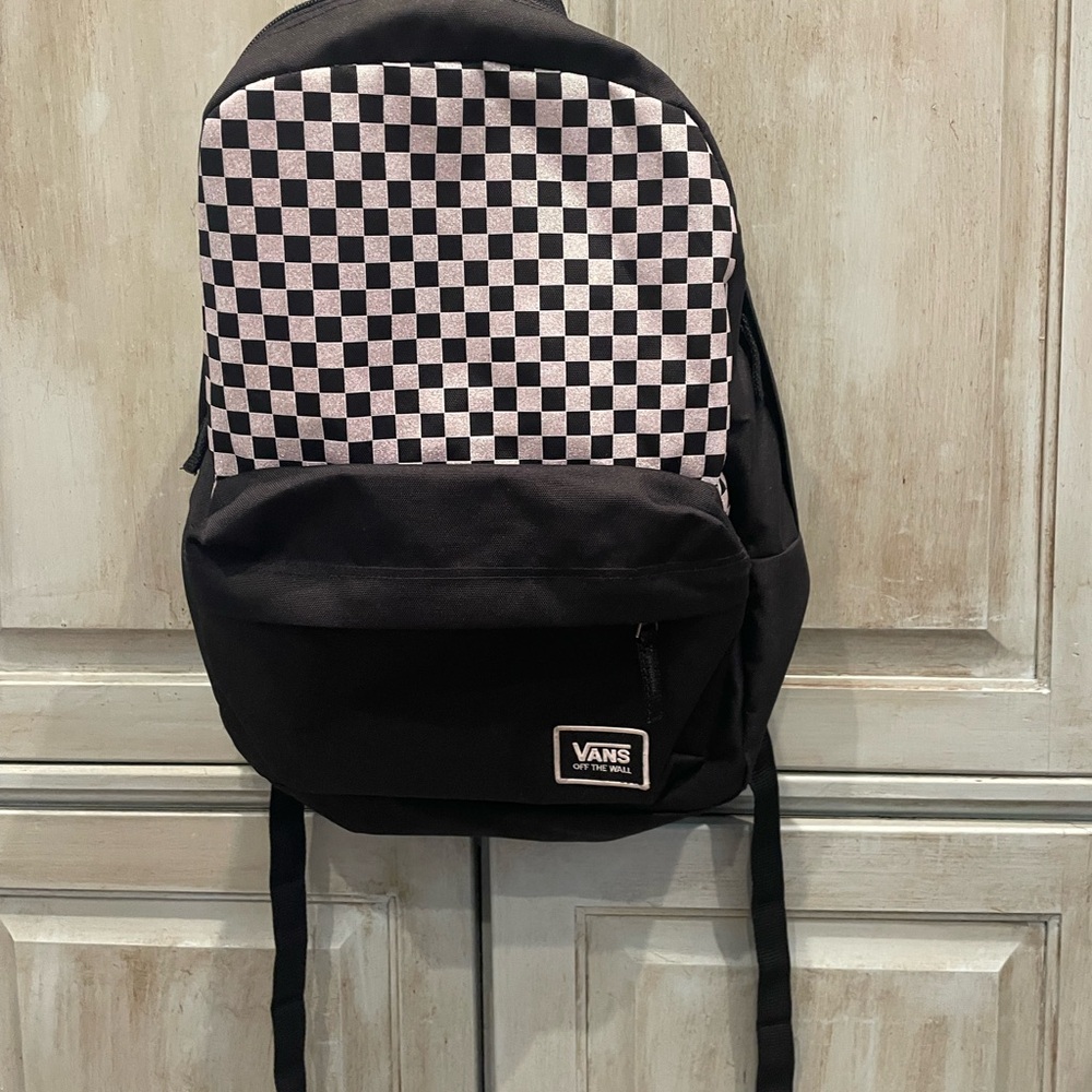 Vans Black and Silver Glitter Backpack with Classic Style